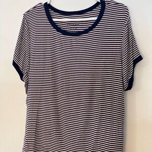 American Eagle Outfitters Navy and White Striped Tee